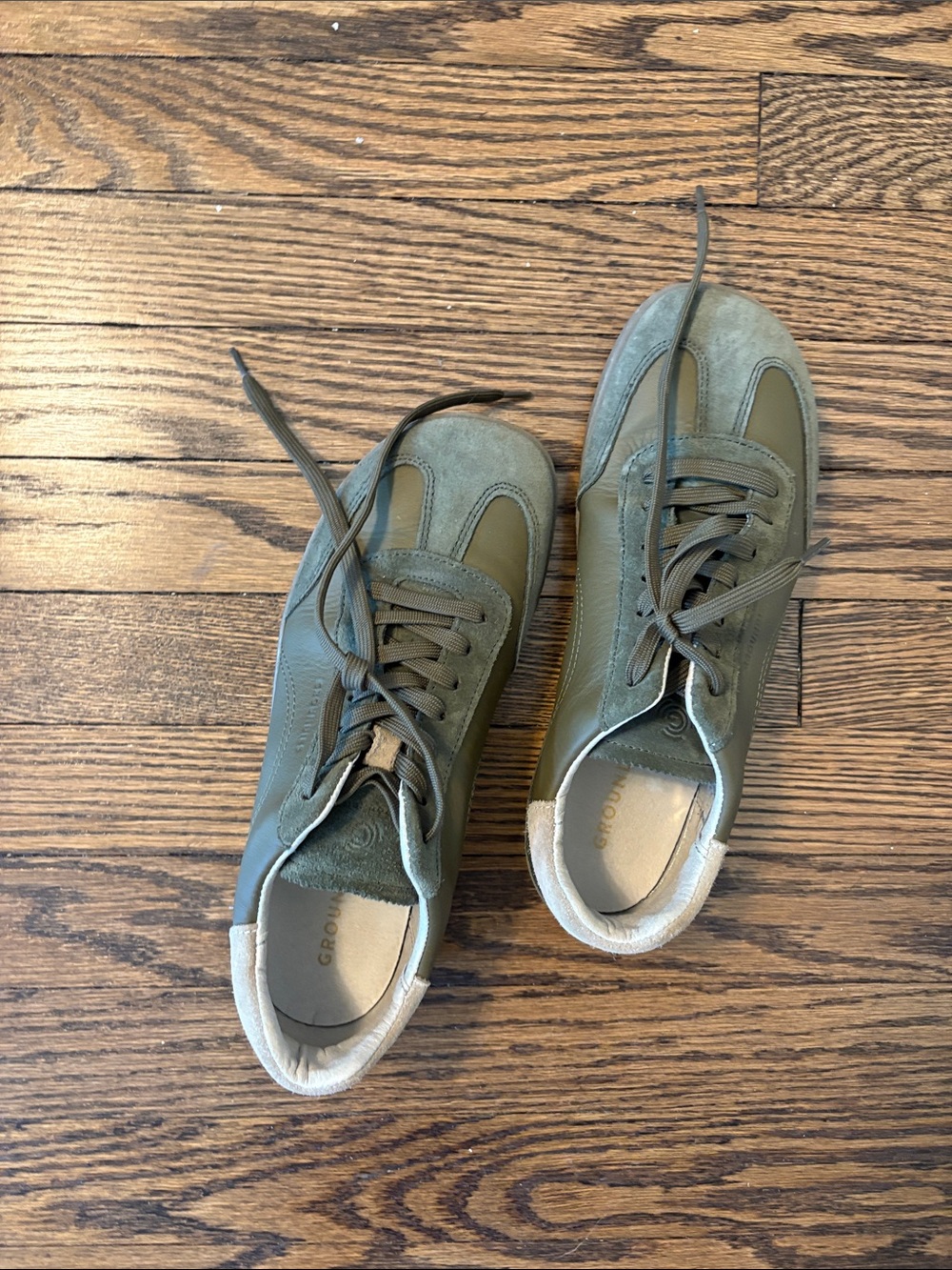 Groundies Olive Green Women's Low-Top Lace-Up Sneakers
